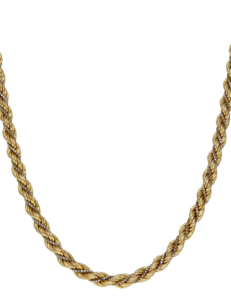 William May 9ct Yellow & White Gold 28" Rope Twist Chain Necklace