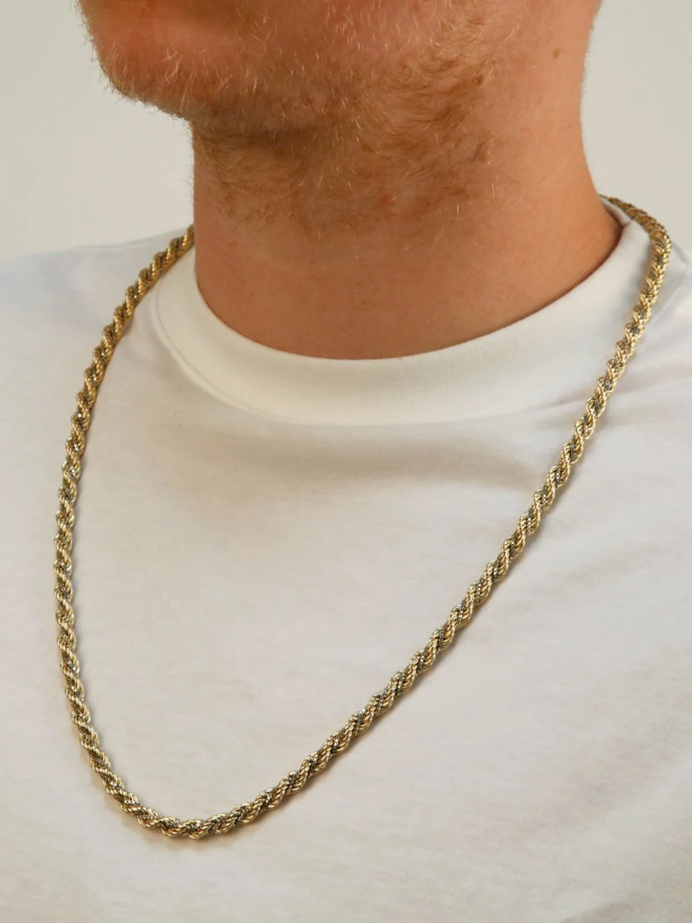 William May 9ct Yellow & White Gold 28" Rope Twist Chain Necklace, view 2
