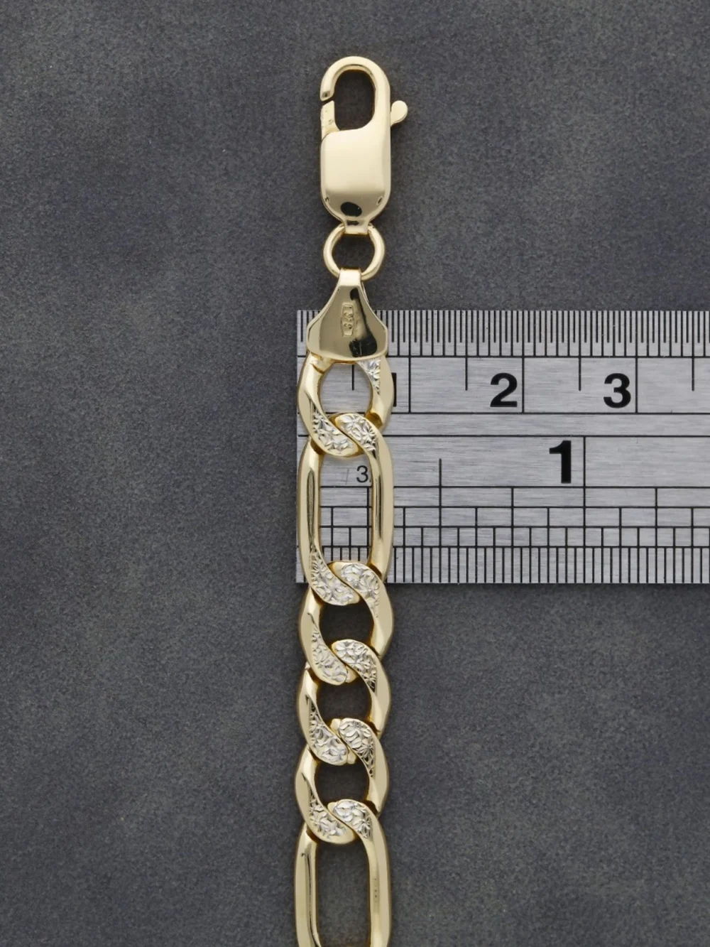 William May 9ct Yellow & White Gold 7.5" Figaro Bracelet, view 3
