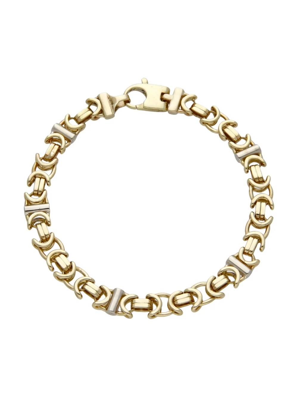 William May 9ct Yellow & White Gold 8" Byzantine Bracelet