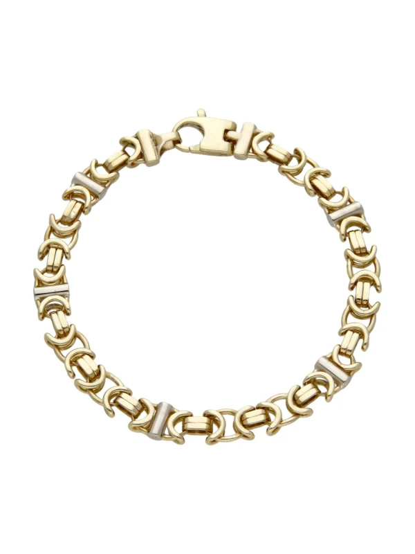 William May 9ct Yellow & White Gold 8" Byzantine Bracelet