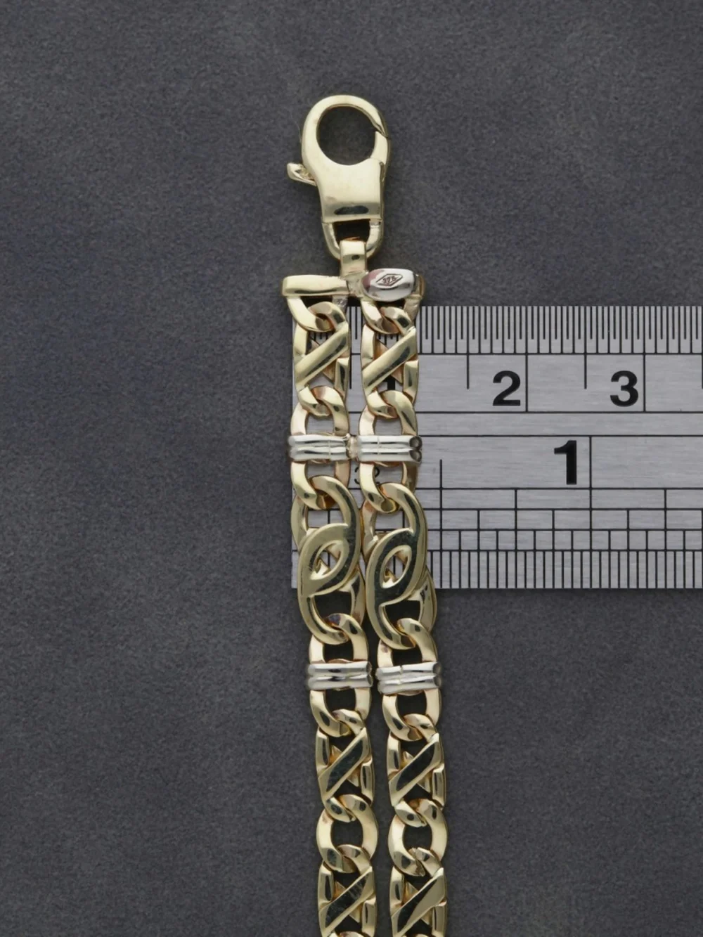 William May 9ct Yellow & White Gold 8.75" 2Row Fancy Link Bracelet, view 3