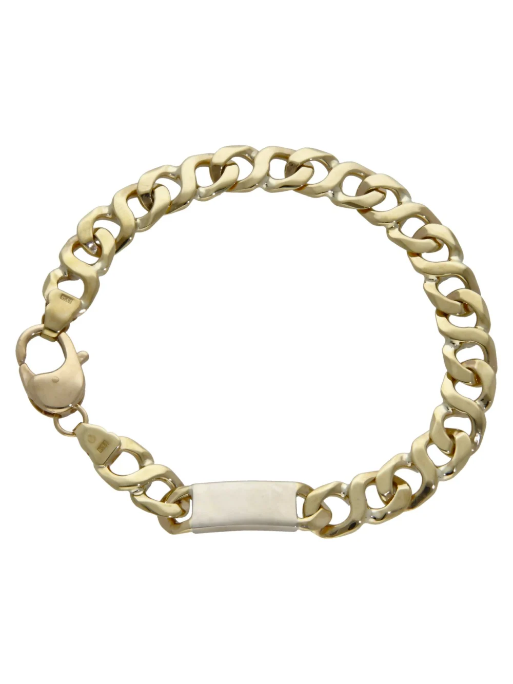 William May 9ct Yellow & White Gold 9" Bar & Curb Link Bracelet