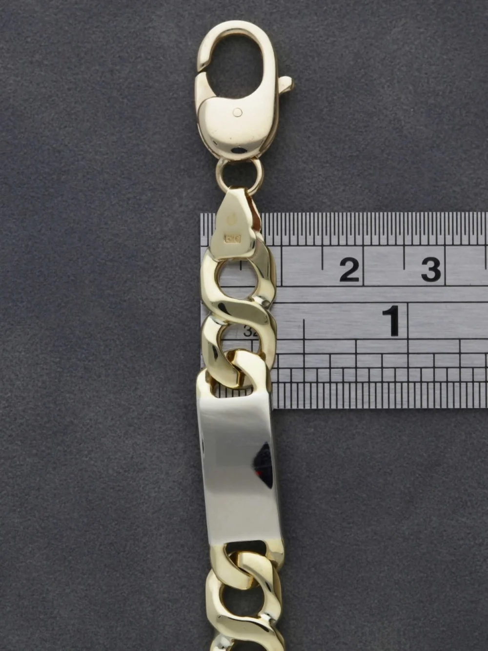 William May 9ct Yellow & White Gold 9" Bar & Curb Link Bracelet, view 3