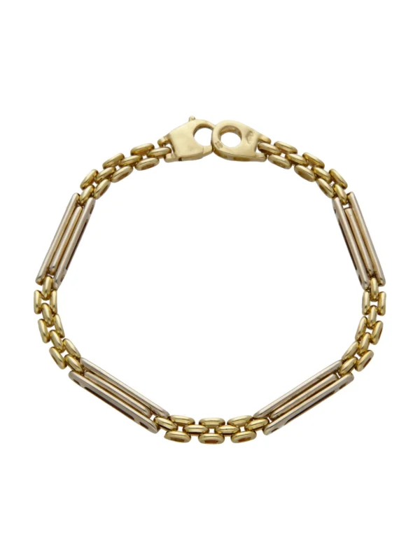 William May 9ct Yellow & White Gold Bar & Brick Link Bracelet