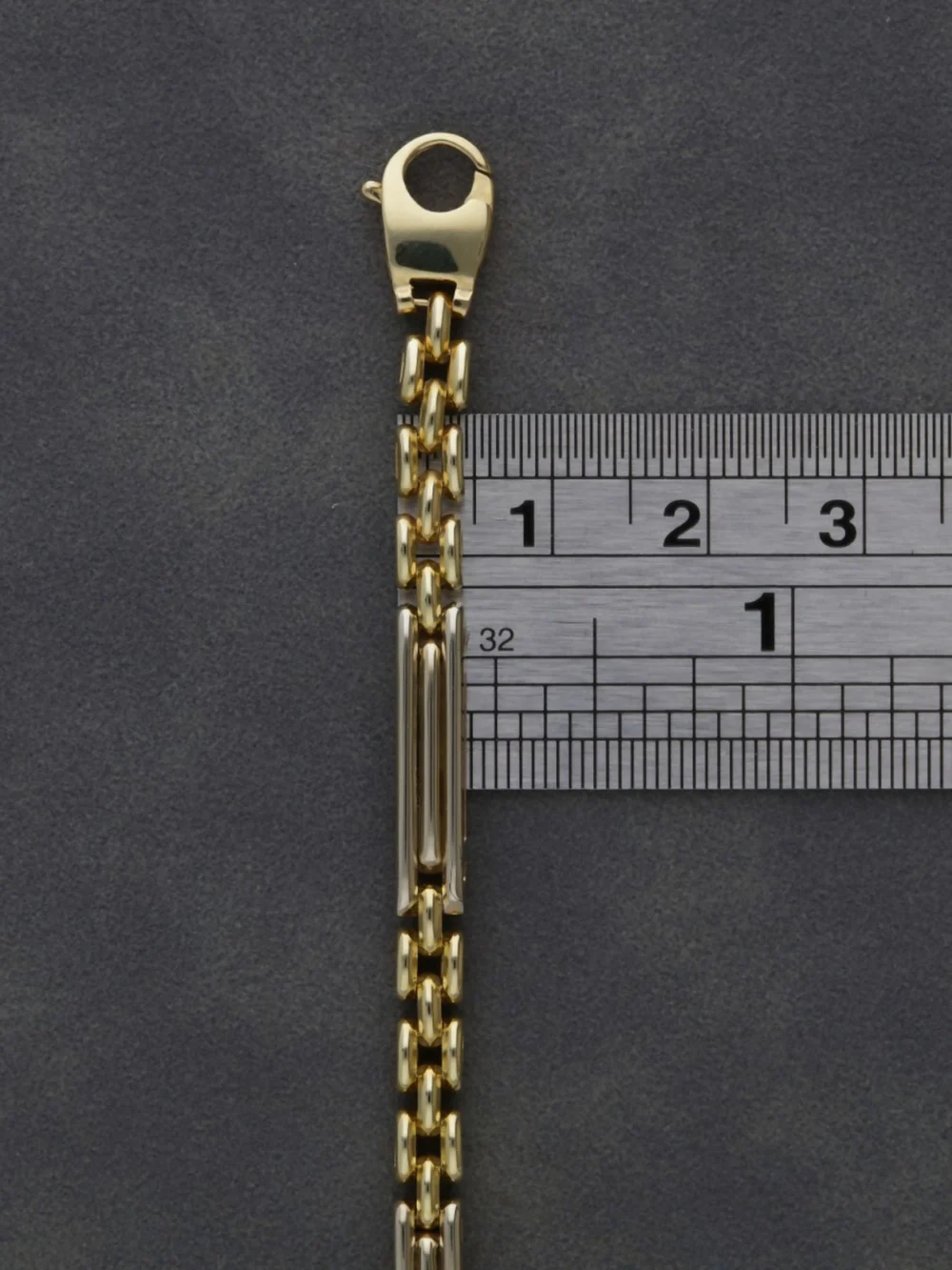 William May 9ct Yellow & White Gold Bar & Brick Link Bracelet, view 2