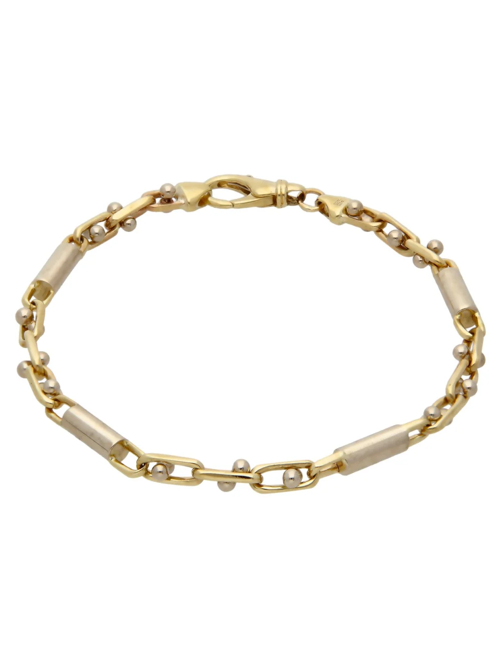William May 9ct Yellow & White Gold Beaded Fancy Bar Link Bracelet