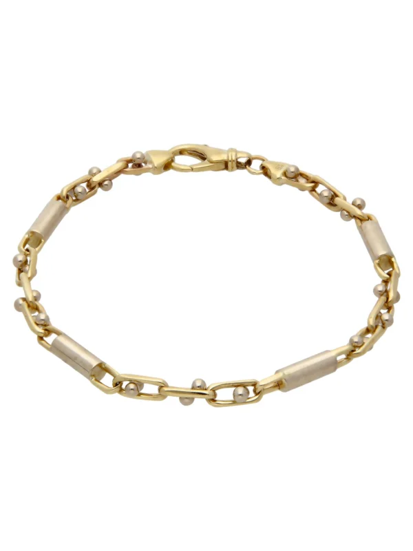 William May 9ct Yellow & White Gold Beaded Fancy Bar Link Bracelet