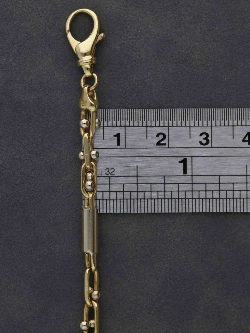 William May 9ct Yellow & White Gold Beaded Fancy Bar Link Bracelet, view 2
