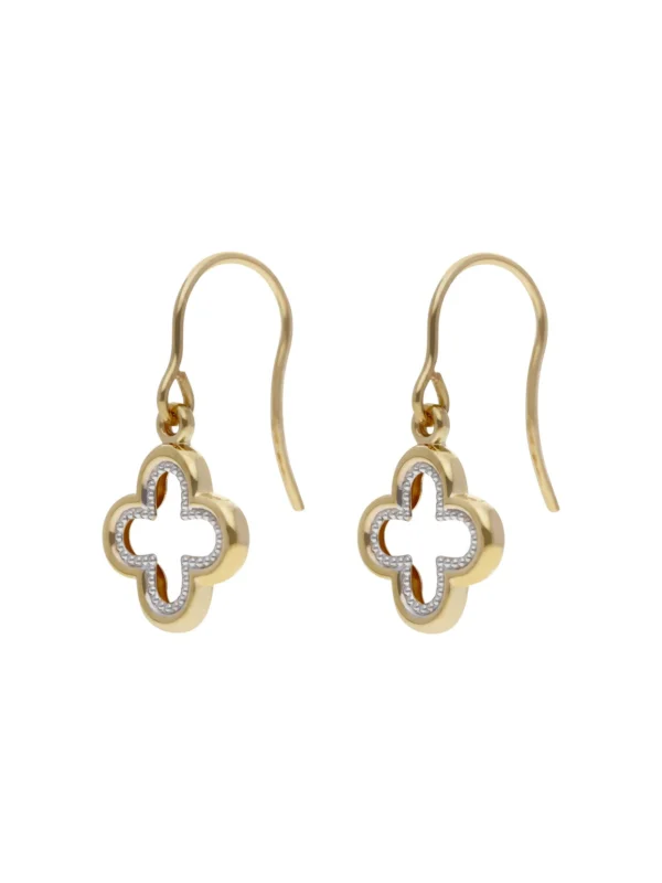 William May 9ct Yellow & White Gold Clover Petal Drop Earrings