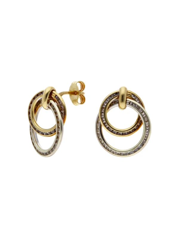 William May 9ct Yellow & White Gold Cubic Zirconia Circle Earrings