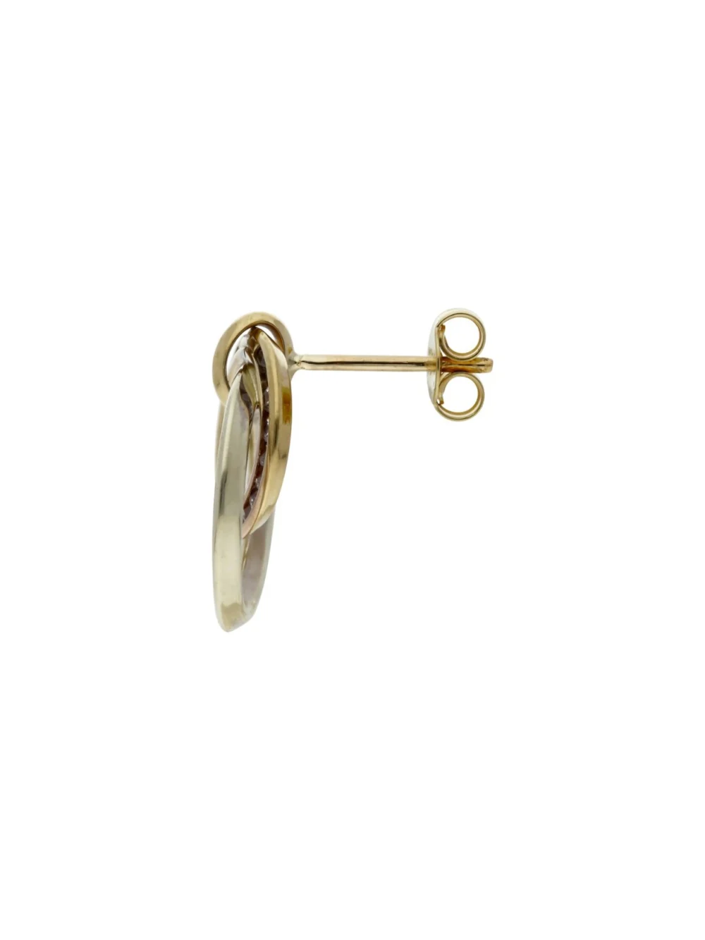 William May 9ct Yellow & White Gold Cubic Zirconia Circle Earrings, view 2