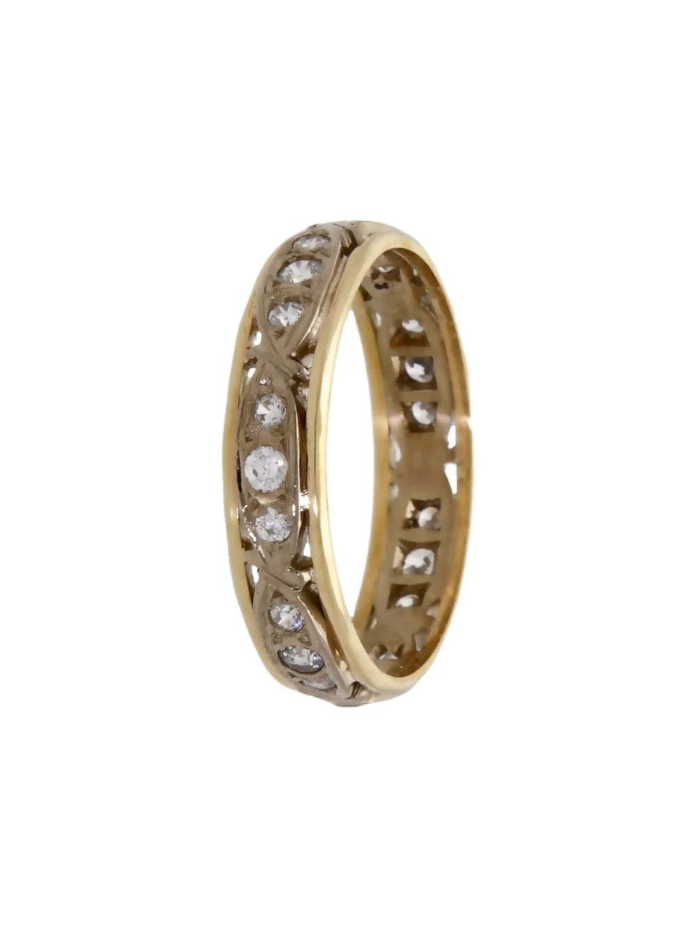 William May 9ct Yellow & White Gold Cubic Zirconia Set Band Ring, view 2