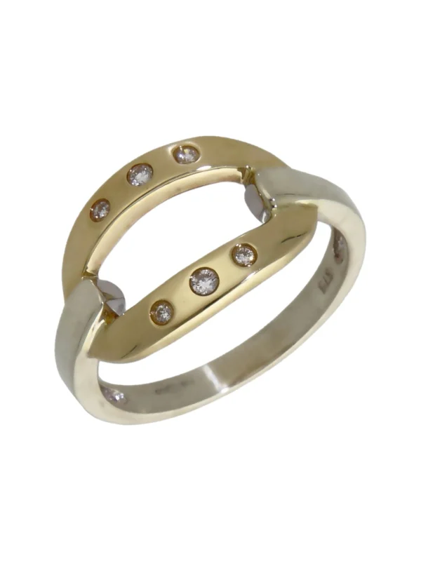 William May 9ct Yellow & White Gold Diamond Oval Link Dress Ring