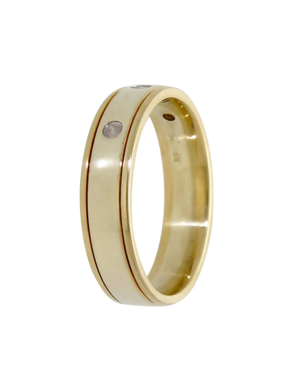 William May 9ct Yellow & White Gold Diamond Set 5mm Wedding Ring, view 2