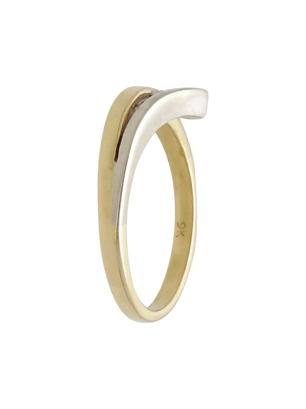 William May 9ct Yellow & White Gold Diamond Set Crossover Ring, view 2