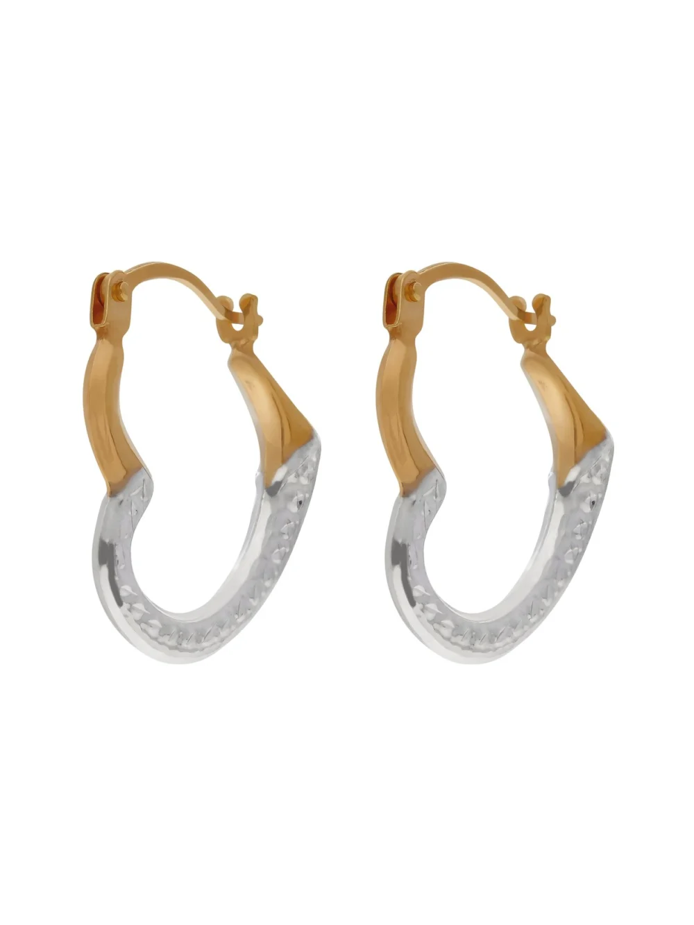 William May 9ct Yellow & White Gold Heart Creole Earrings