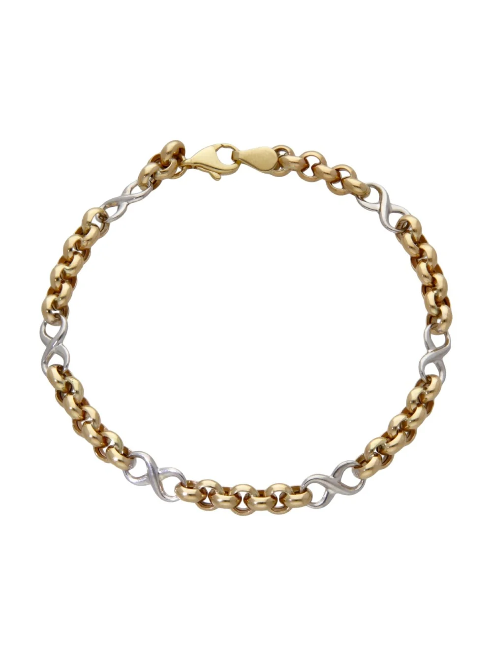 William May 9ct Yellow & White Gold Hollow Belcher Infinity Bracelet