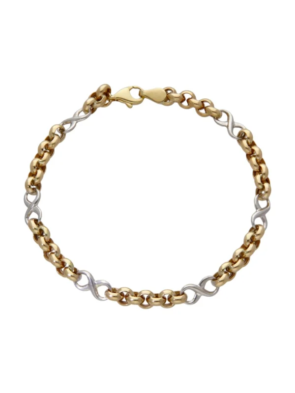 William May 9ct Yellow & White Gold Hollow Belcher Infinity Bracelet