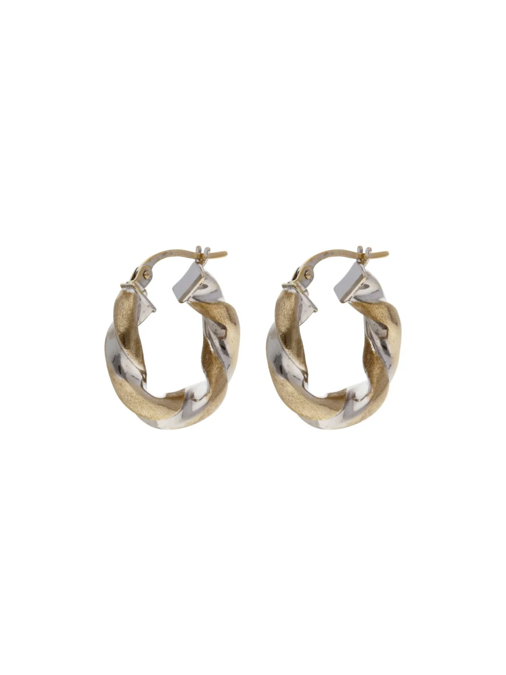 William May 9ct Yellow & White Gold Twist Hoop Creole Earrings