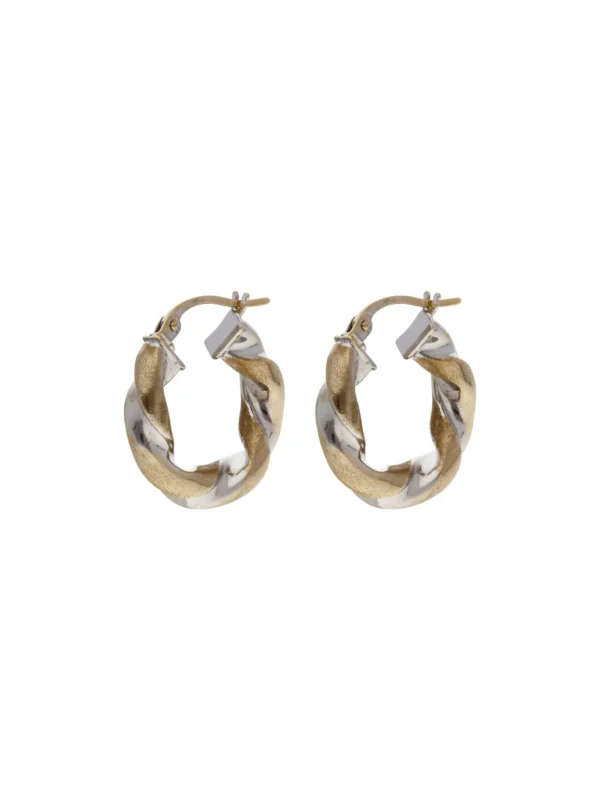 William May 9ct Yellow & White Gold Twist Hoop Creole Earrings