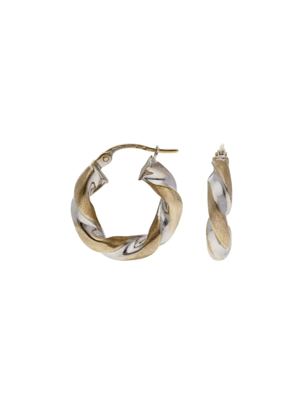 William May 9ct Yellow & White Gold Twist Hoop Creole Earrings, view 2