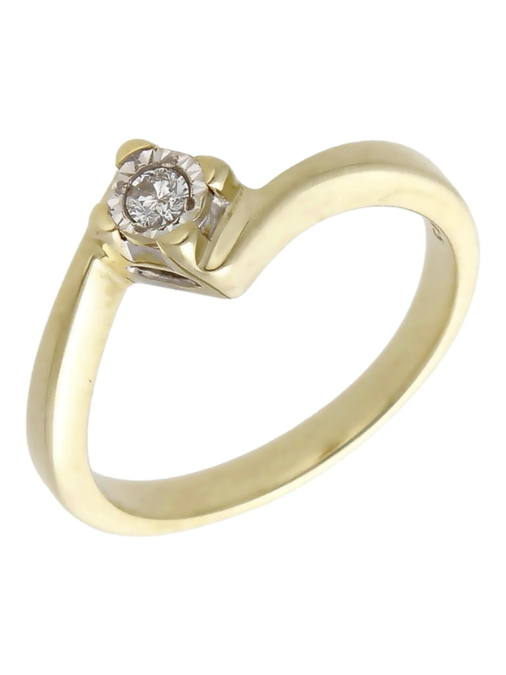 William May 9ct Yellow Gold 0.05ct Diamond Solitaire Twist Ring