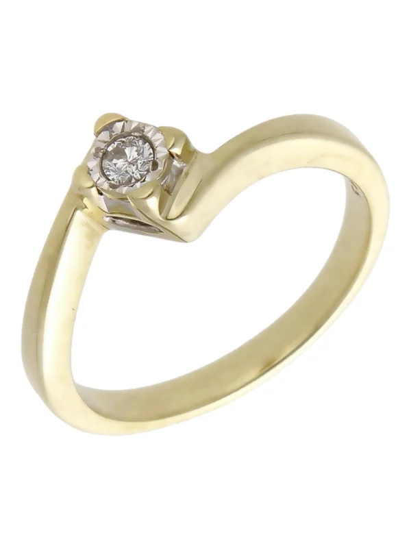William May 9ct Yellow Gold 0.05ct Diamond Solitaire Twist Ring