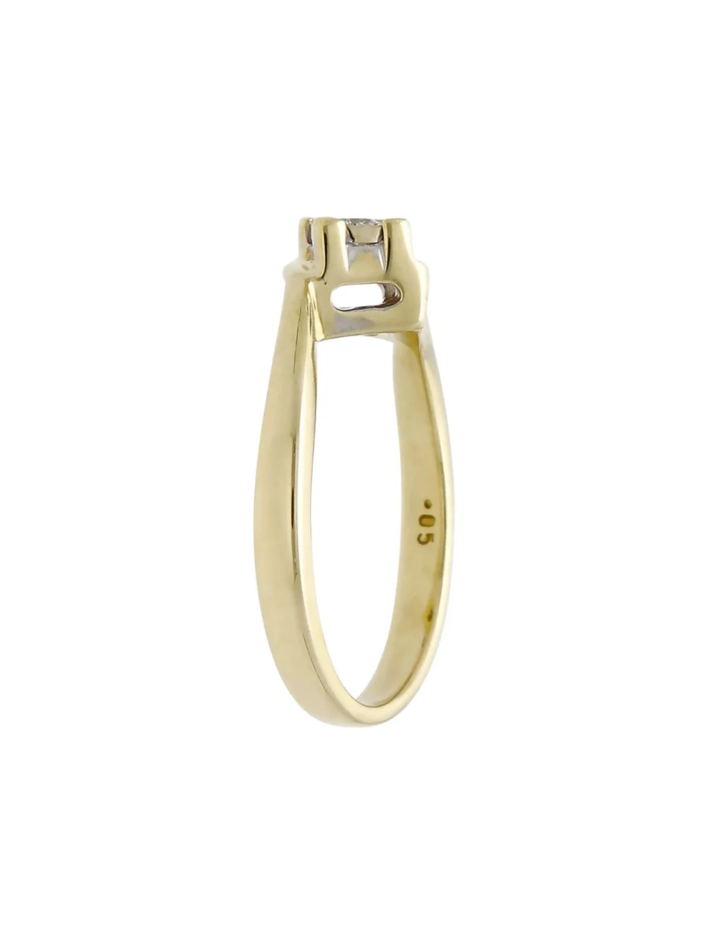 William May 9ct Yellow Gold 0.05ct Diamond Solitaire Twist Ring, view 2