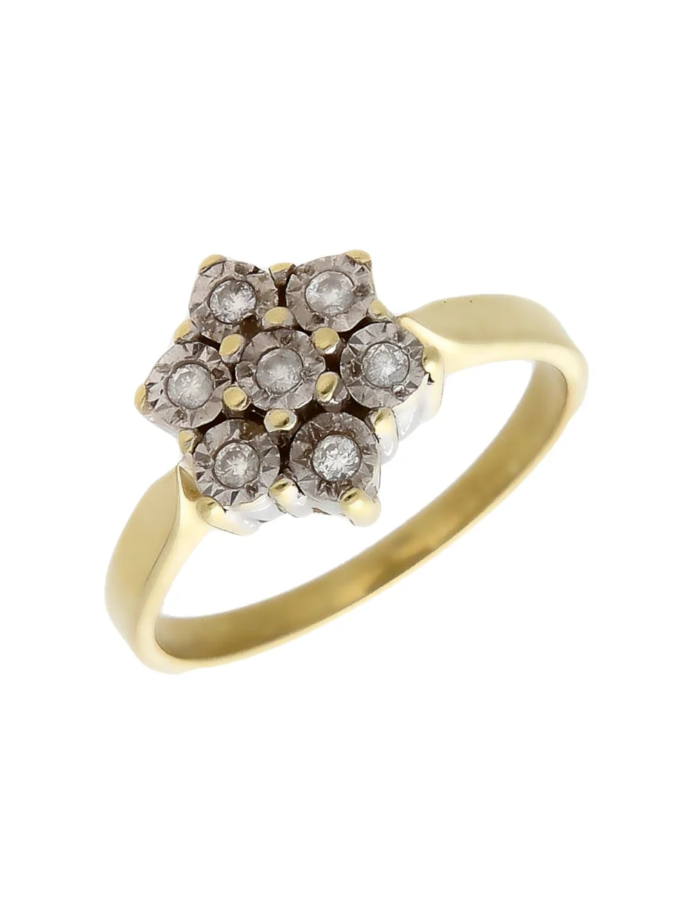 William May 9ct Yellow Gold 0.10ct Diamond Cluster Ring