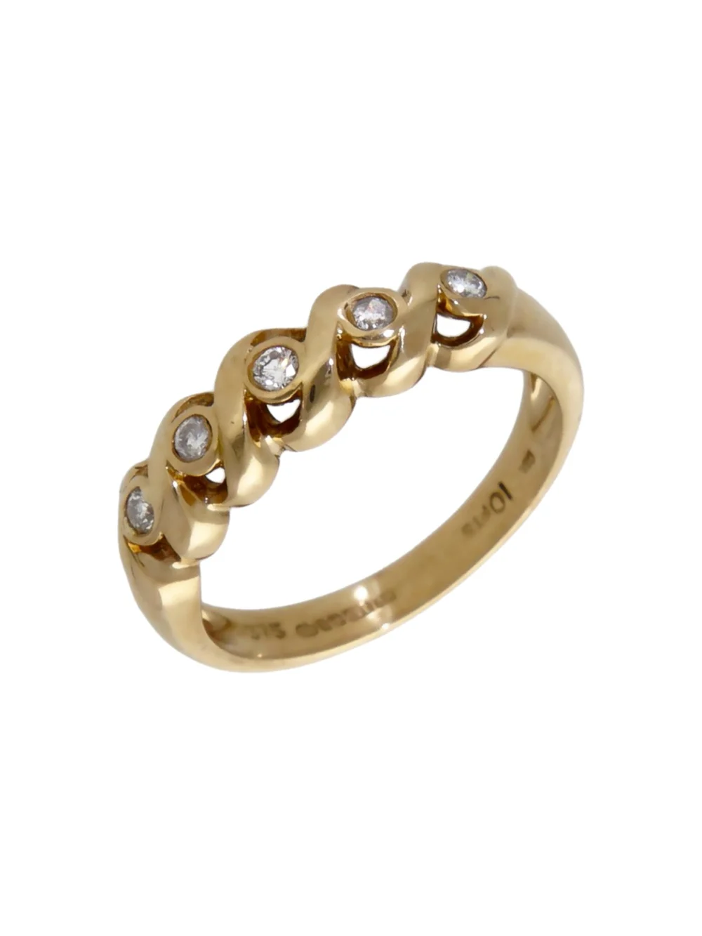 William May 9ct Yellow Gold 0.10ct Diamond Wave Eternity Ring