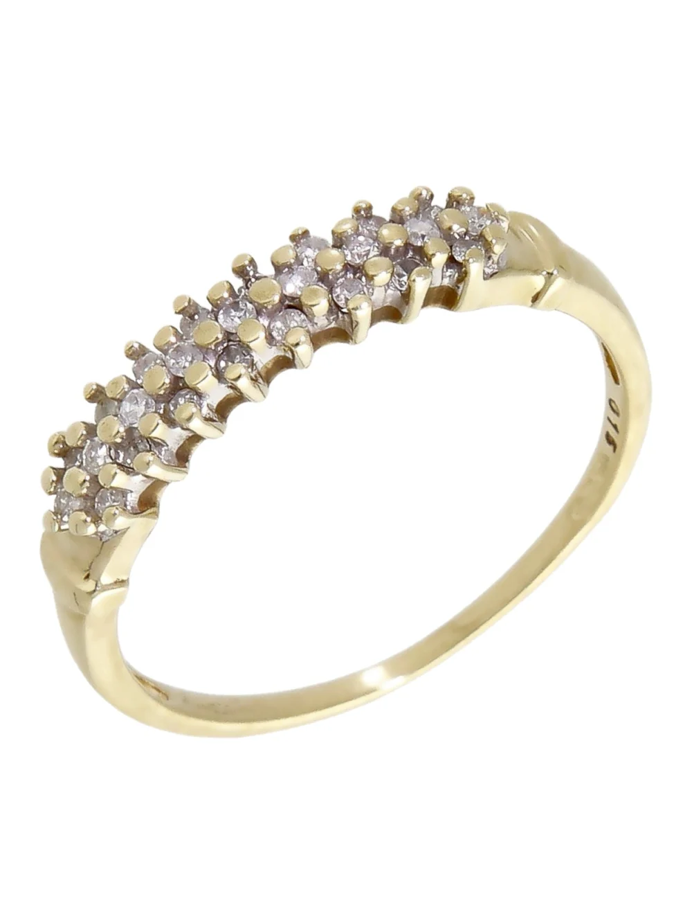 William May 9ct Yellow Gold 0.15ct Diamond 3 Row Dress Ring