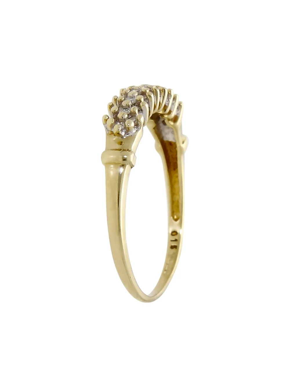 William May 9ct Yellow Gold 0.15ct Diamond 3 Row Dress Ring, view 2