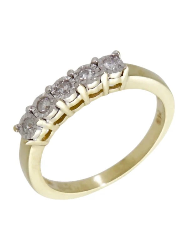 William May 9ct Yellow Gold 0.15ct Diamond 5 Stone Eternity Ring