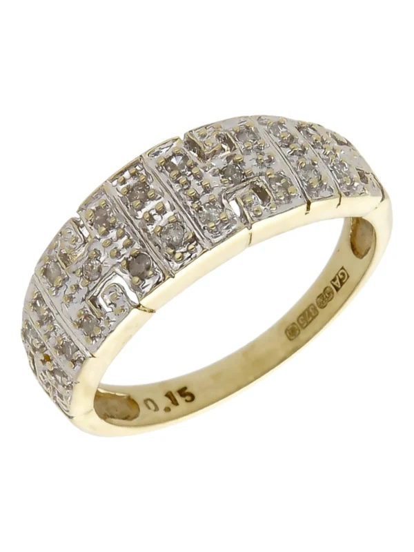 William May 9ct Yellow Gold 0.15ct Diamond Set Dress Ring