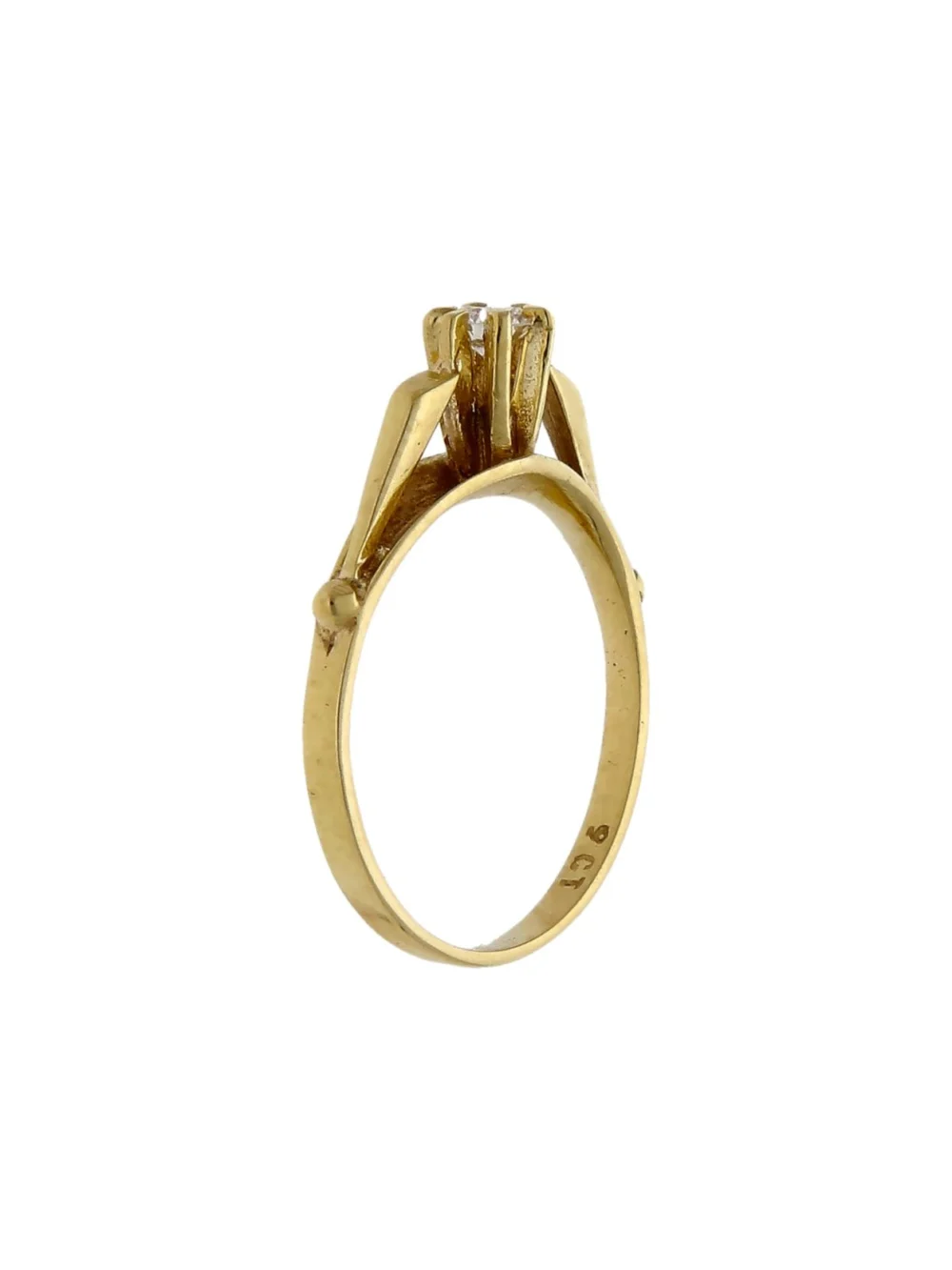 William May 9ct Yellow Gold 0.18ct Diamond Solitaire Ring, view 2
