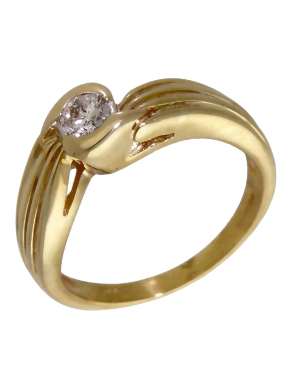 William May 9ct Yellow Gold 0.23ct Diamond Solitaire Twist Ring