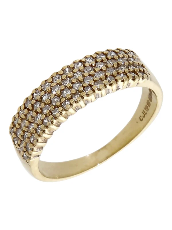 William May 9ct Yellow Gold 0.25ct Diamond 4 Row Dress Ring