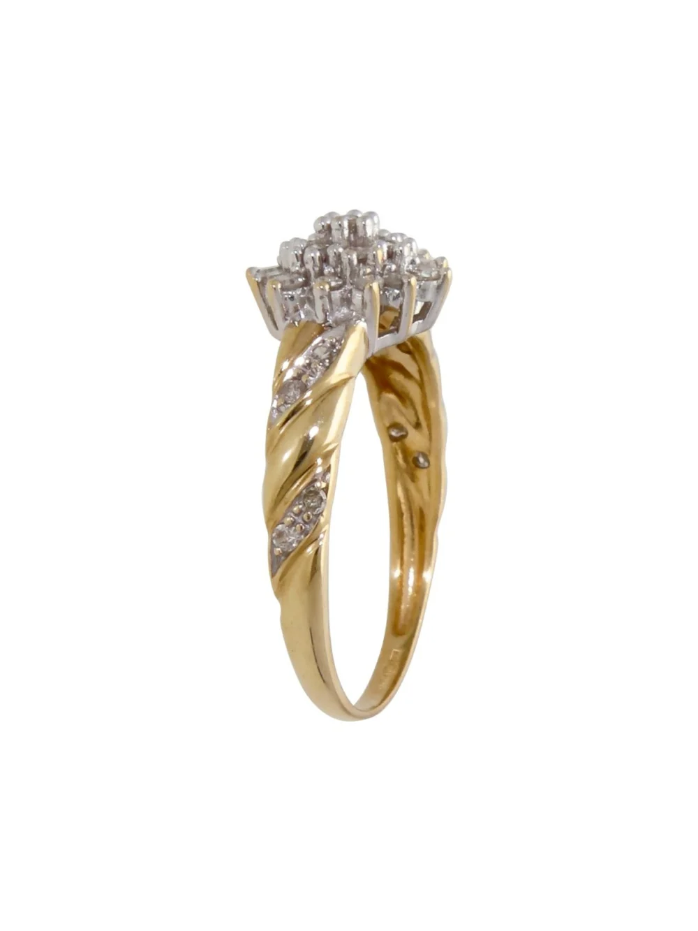 William May 9ct Yellow Gold 0.25ct Diamond Cluster Ring, view 2