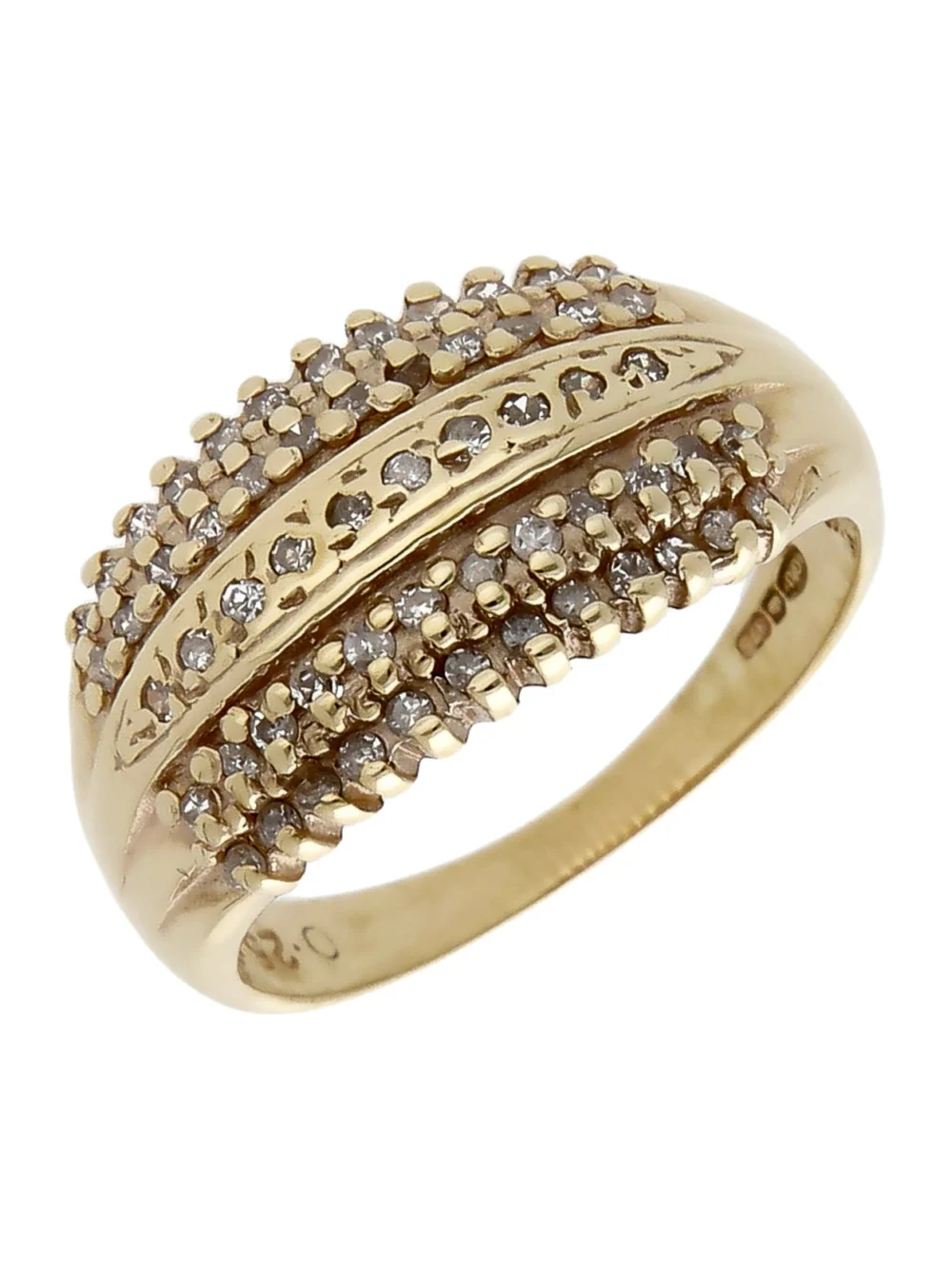 William May 9ct Yellow Gold 0.25ct Diamond Multi Row Dress Ring