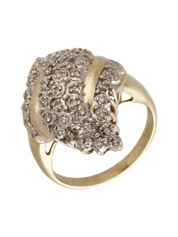William May 9ct Yellow Gold 0.33ct Diamond Cluster Wave Ring