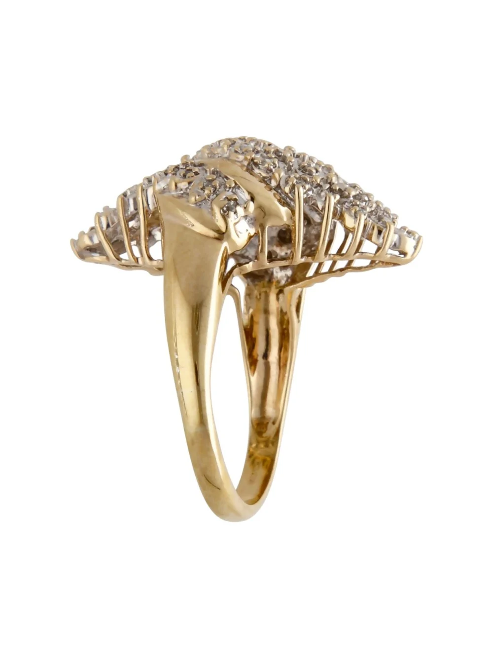 William May 9ct Yellow Gold 0.33ct Diamond Cluster Wave Ring, view 2