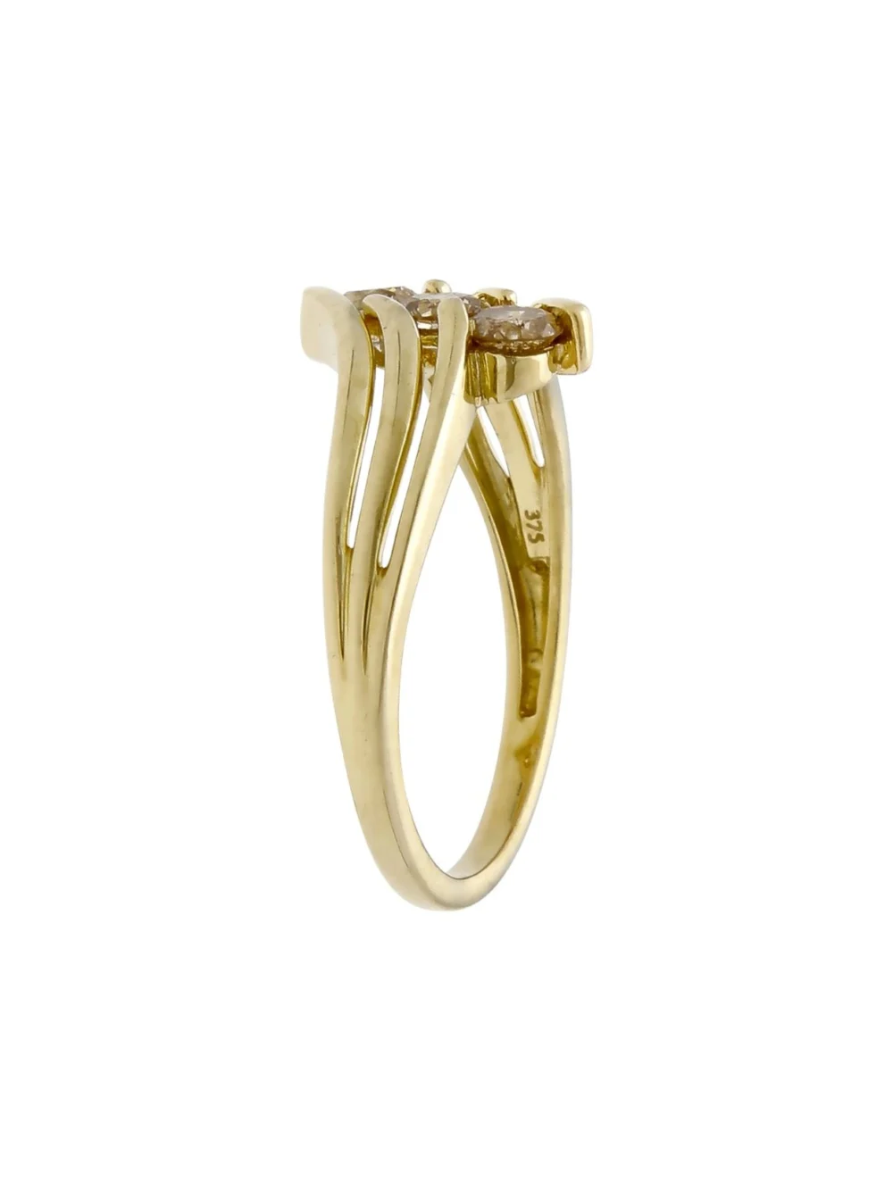 William May 9ct Yellow Gold 0.50ct Diamond Trilogy Twist Ring, view 2