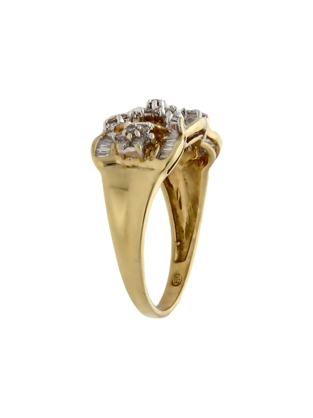 William May 9ct Yellow Gold 0.50ct Mixed Cut Diamond Cluster Ring, view 2
