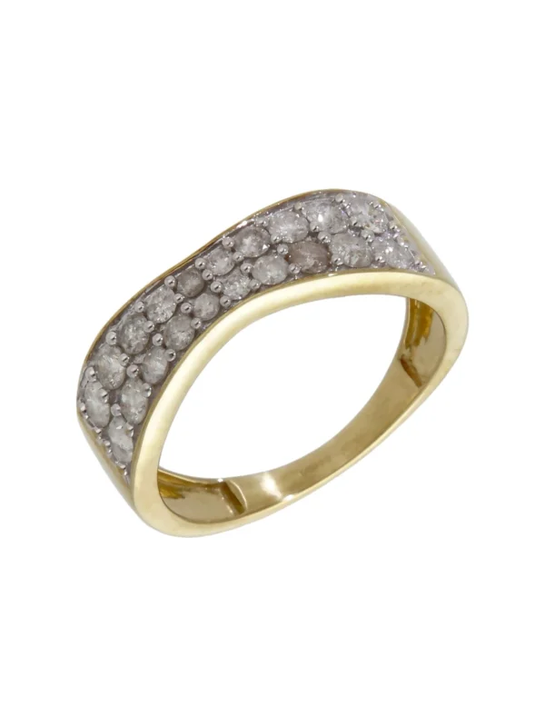 William May 9ct Yellow Gold 0.75ct Diamond Wave Shaped Dress Ring