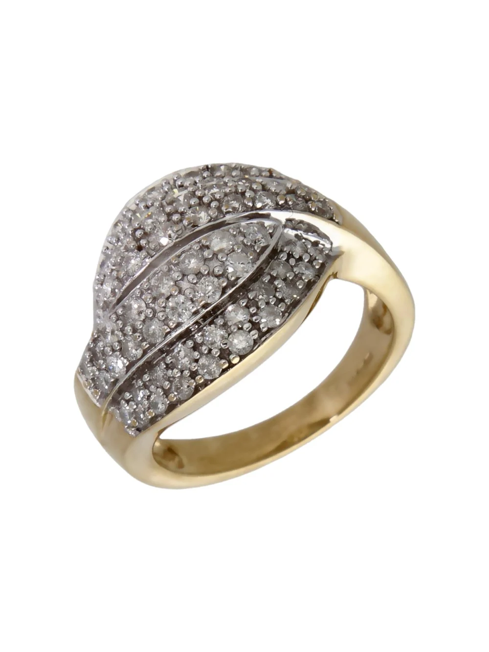 William May 9ct Yellow Gold 1.00ct Diamond Wraparound Wave Ring