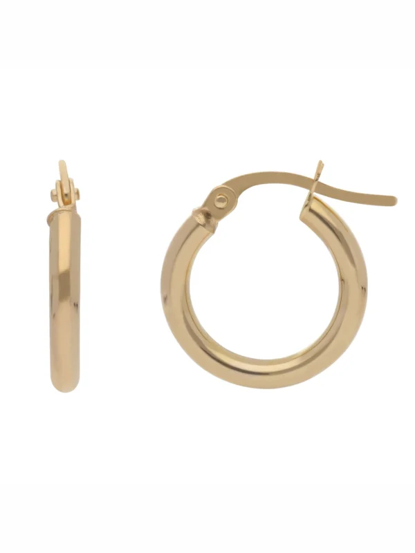 William May 9ct Yellow Gold 14mm Polished Round Hoop Creole Earrings