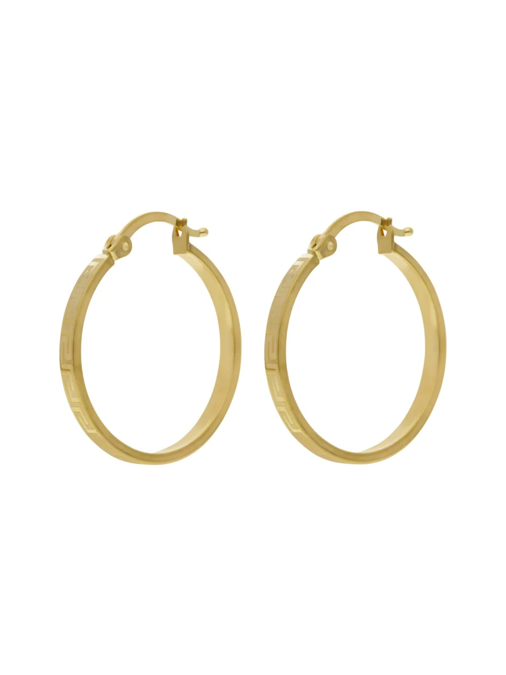 William May 9ct Yellow Gold 15mm Greek Key Design Hoop Creole Earrings