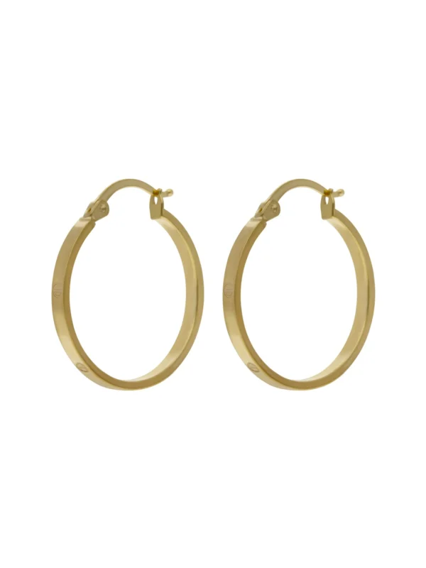 William May 9ct Yellow Gold 15mm Screw Design Hoop Creole Earrings