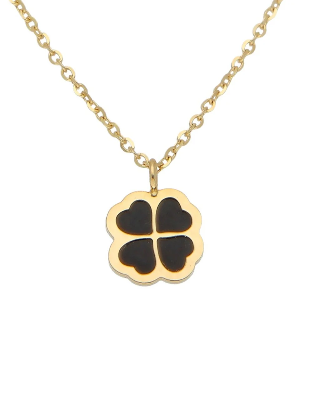 William May 9ct Yellow Gold 16" Black Onyx Clover Petal Necklace, view 2